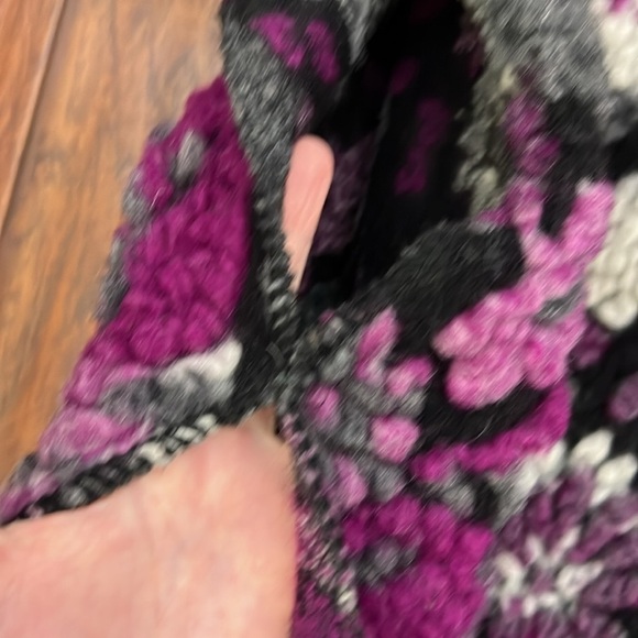 Iperico Gorgeous Wool Purple Floral Felted Kimono Shawl Wrap - Made in Italy - Picture 4 of 8